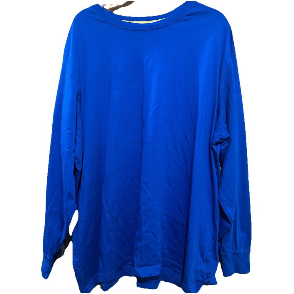 Lands End Shirt Mens Blue Basic Casual Regular Long-Sleeve Top Cotton Size 3XL